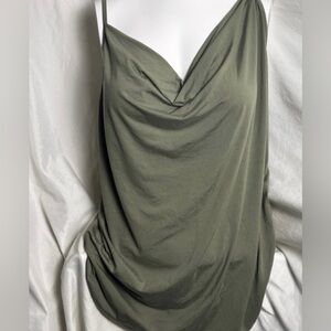 Womens Plus Size Boutique Blouse - 2X - Olive Green Cami